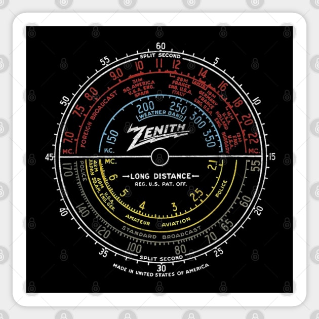 Vintage Retro Radio Dial Ham Radio Zenith Dial Sticker by Joaddo